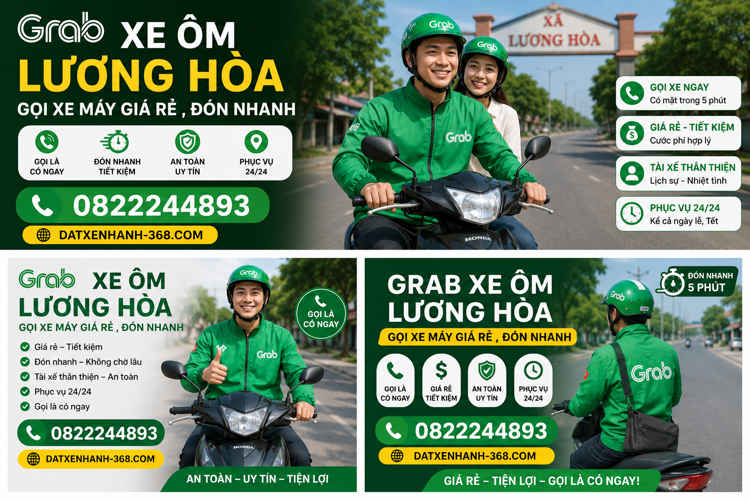 GRAB XE ÔM LƯƠNG HÒA - GỌI XE MÁY GIÁ RẺ ,ĐÓN NHANH